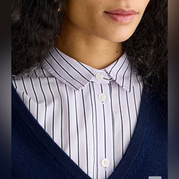 J. CREW Size 10 Lilac Garçon classic shirt in striped cotton poplin - Picture 2 of 13